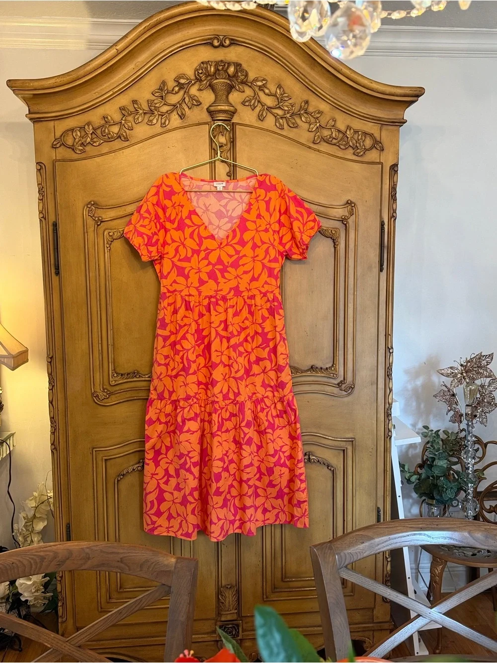 J. Crew Pink and Orange Floral Shift Dress